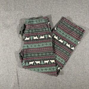 Blue Mountain Pajama Pants Womans Med Cow Fair Isle Flannel Lounge Sleepwear PJs